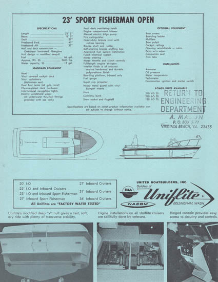 Uniflite 23 Sport Fisherman Open Brochure