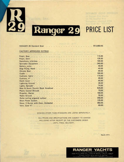 Ranger 29 Brochure