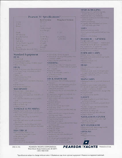 Pearson 31 Brochure
