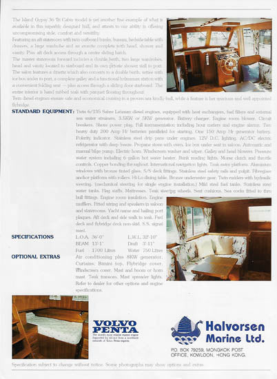 Island Gypsy 36 Tri Cabin Brochure