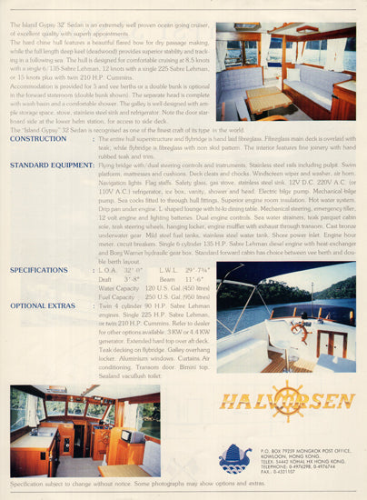 Island Gypsy 32 Sedan Trawler Brochure
