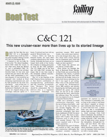 C&C 121 Sailing Magazine Reprint Brochure