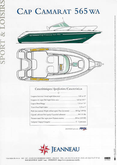 Jeanneau Cap Camarat 565 Walk Around Brochure