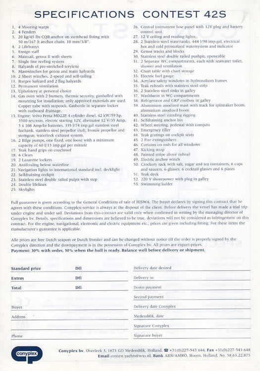 Contest 42S Specification Brochure