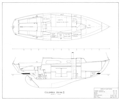 Columbia 29 Mark II Interior & Starboard Profile Plan