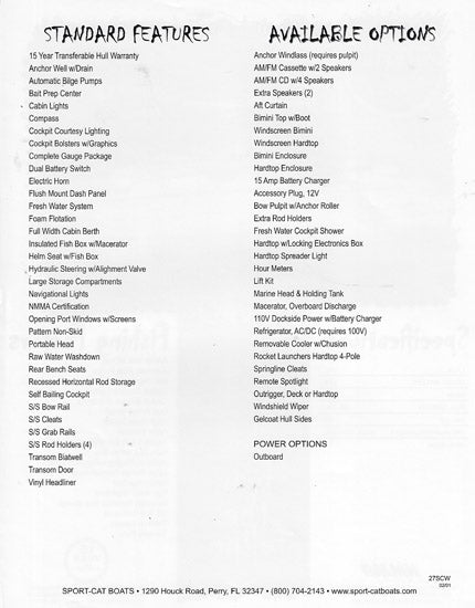 Sport Cat 27 Walkaround Brochure