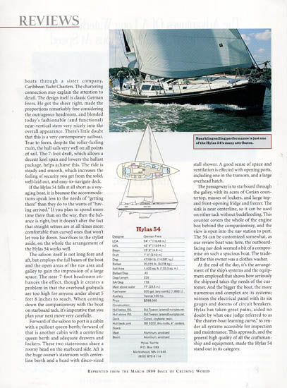 Hylas 54 Cruising World Magazine Reprint Brochure