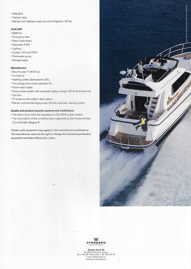 Storebro Royal Cruiser 465 Biscay Specification Brochure - 2001