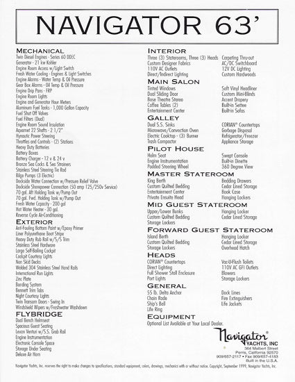 Navigator 63 Specification Brochure