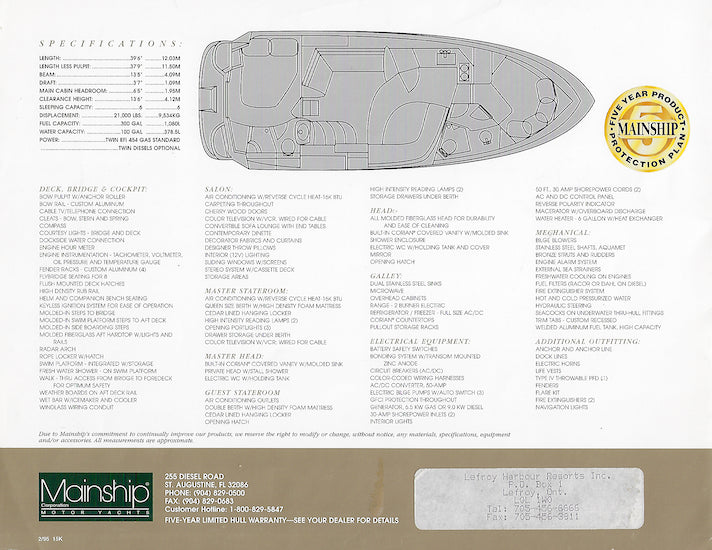 Mainship 37 Motor Yacht Brochure