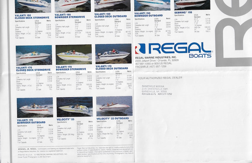 Regal 1992 Poster Brochure