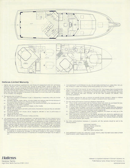 Hatteras 54 Extended Deckhouse Motor Yacht Specification Brochure