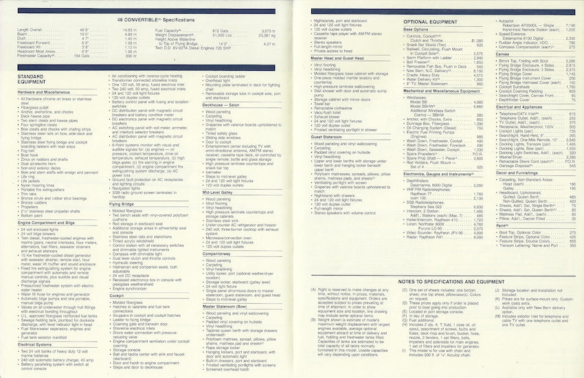 Hatteras 48 Convertible Specification Brochure