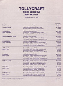 Tollycraft 1988 Price List