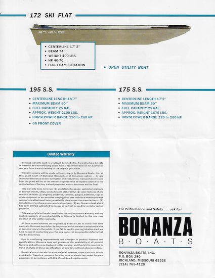 Bonanza 1992 Brochure