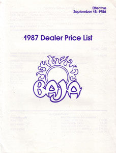 Baja 1987 Dealer Price List