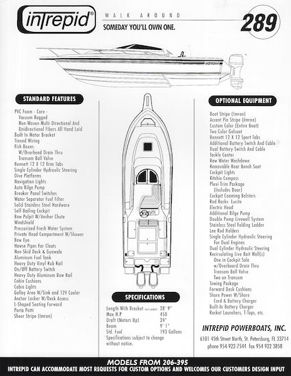 Intrepid 289 Walkaround Brochure