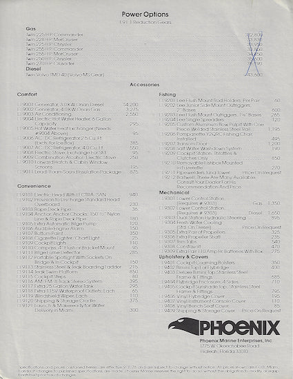 Phoenix 29 Flybridge Cruiser Specification Brochure