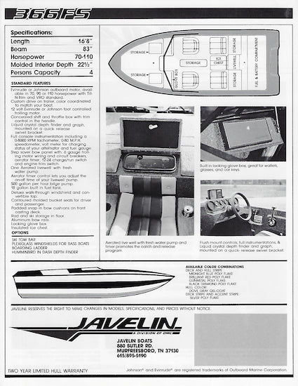 Javelin 366FS Brochure – SailInfo I boatbrochure.com