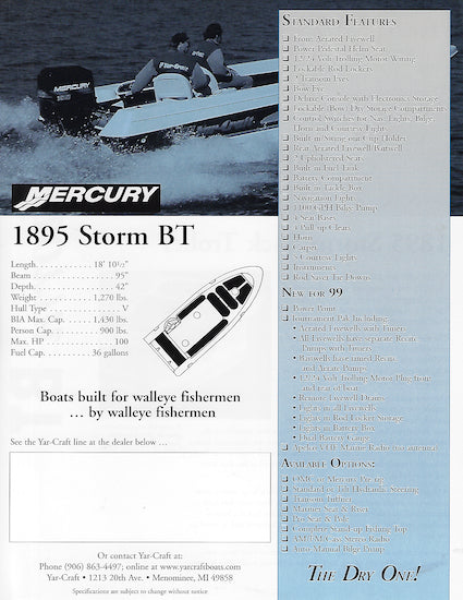 Yar-Craft 1895 Storm Back Troller Brochure