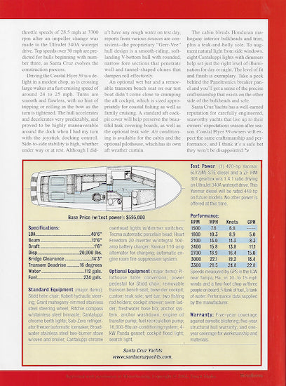 Santa Cruz Coastal Flyer 39 Motorboating Magazine Reprint Brochure