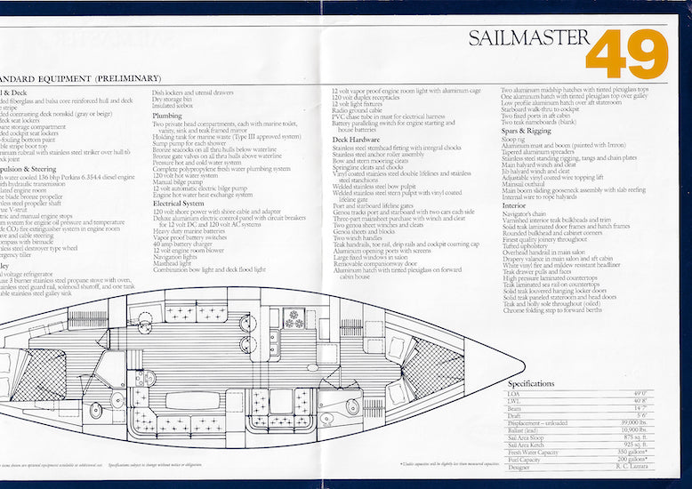 Gulfstar Sailmaster 49 Specification Brochure