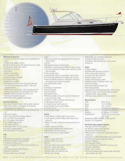 Back Cove 29 Launch Brochure