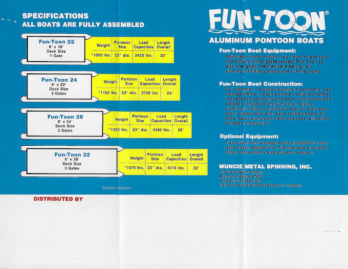 Muncie 1980s Fun-Toon Pontoon Brochure