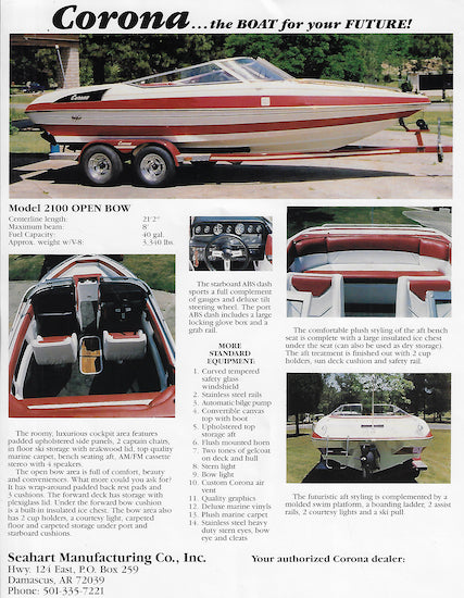 Seahart Corona 2100 Open Bow Brochure