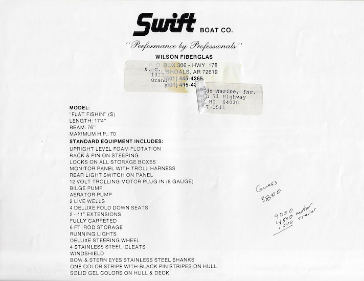 Wilson Swift Flat Fishin Brochure