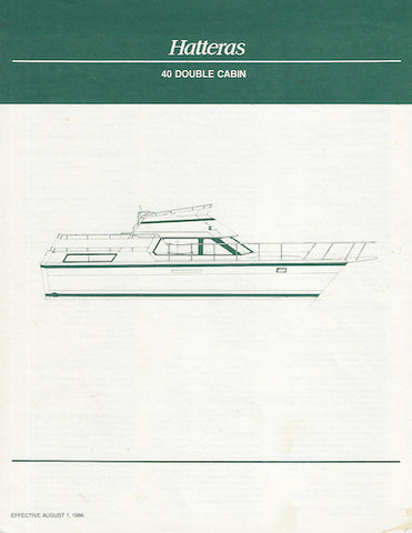 Hatteras 40 Double Cabin Specification Brochure