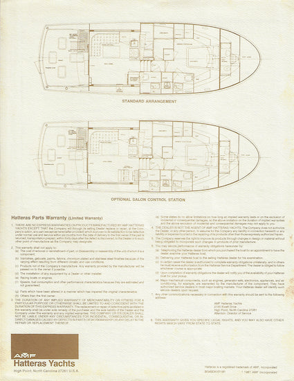 Hatteras 43 Convertible European Arrangement Specification Brochure ...