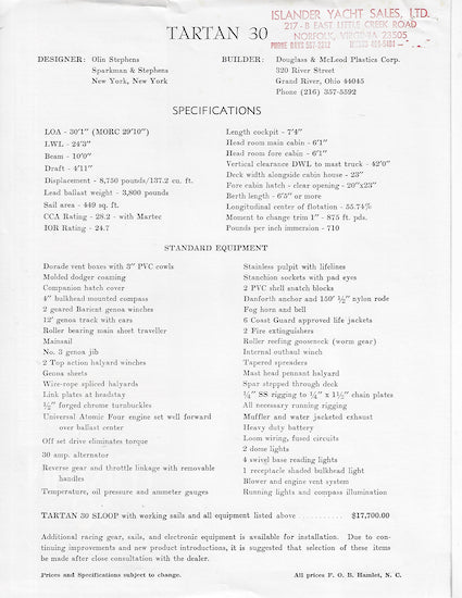 Tartan 30 Brochure