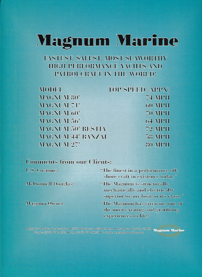 Magnum 44 Yachting Magazine Reprint Brochure