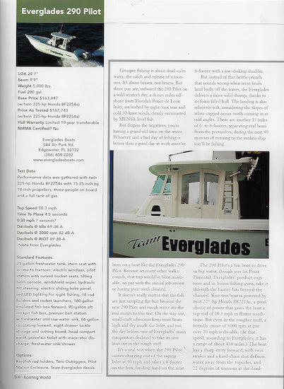 Everglades 290 Pilot Boating World Magazine Reprint