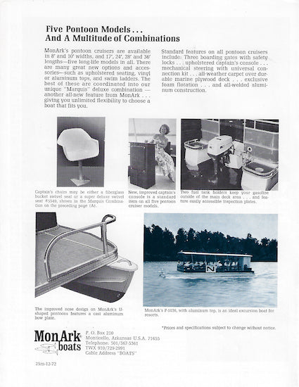 Monark 1973 Pontoon Brochure