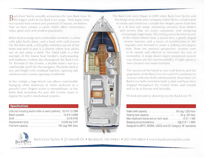 Back Cove 33 Launch Brochure