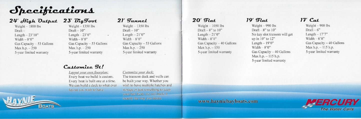 Haynie Bay Boats Brochure
