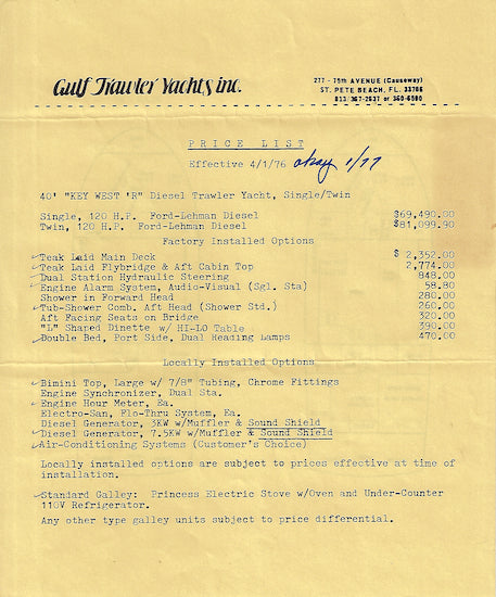 Gulf Trawler 40 Key West Trawler Brochure