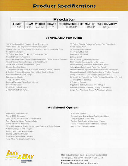 Lake & Bay Predator Brochure