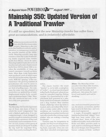Mainship 350 Trawler Powerboat Reports Magazine Reprint Brochure