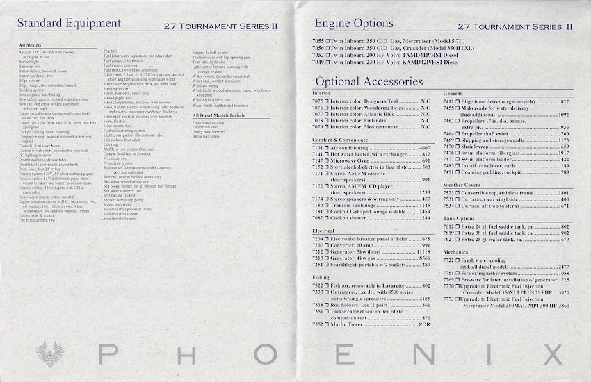 Phoenix 27 Tournament Series II Specification Brochure