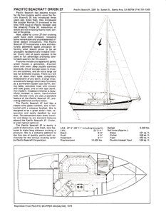 Pacific Seacraft Orion 27 Pacific Skipper Magazine Reprint Brochure