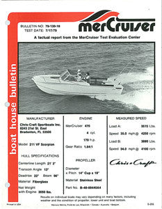 Chris Craft Scorpion 211 VF Mercruiser Boat House Bulletin Brochure