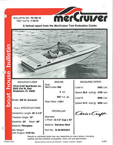Chris Craft Scorpion 260SL Mercruiser Boat House Bulletin Brochure