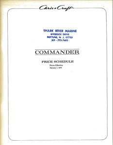 Chris Craft 1972 Commander Price List Brochure