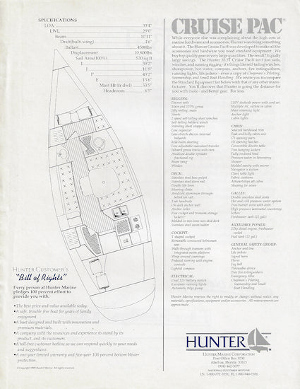 Hunter 33.5T Specification Brochure