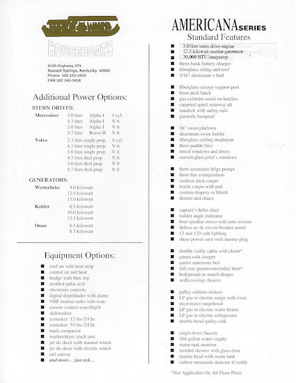 Jamestowner Americana Series Brochure