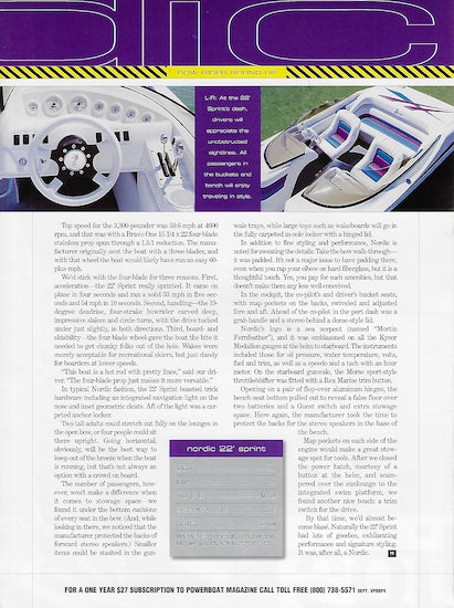 Nordic Sprint 22 Powerboat Magazine Reprint Brochure