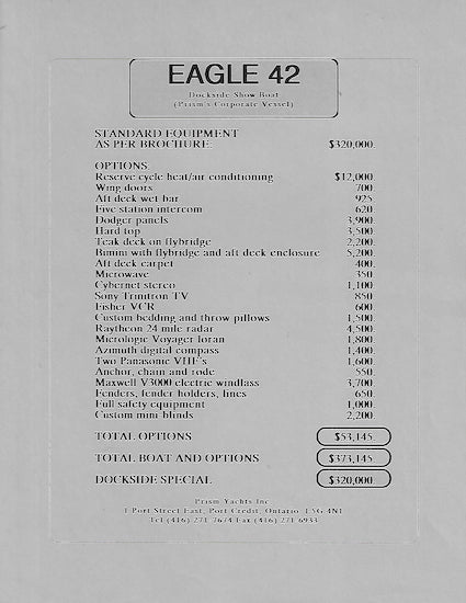 Eagle 42 Motor Yacht Brochure